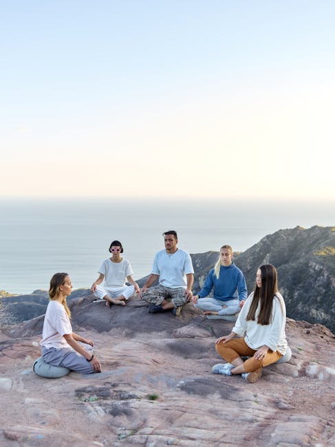 Diverse group of people practicing yoga